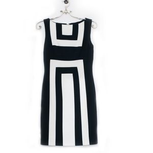 Suzi CHIN for Maggy Boutique Black and White Sheath Geometric Dress Size…